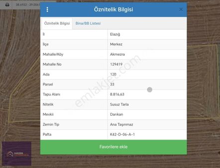 [hg] Akmezra,keban Yoluna 120 Metre Mesafede Yatırımlık Tarla!!