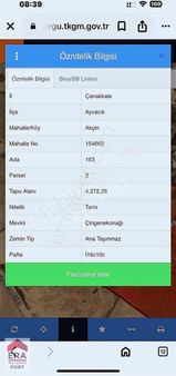 Era Port Güvencesiyle Çanakkale Ayvacık Akçin De Satılık Tarla