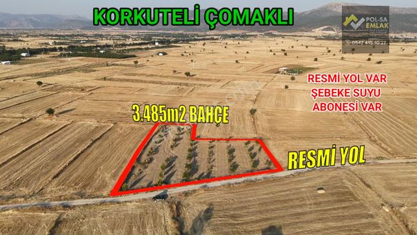 ✅korkuteli✅çomaklı Da ✅satılık 3.485m2 Bahçe ✅resmi Yol Var
