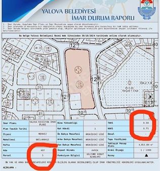 ""gazi Emlak""4.853 M2 Kupon 3 Kat % 30 İmarlı Deniz Manzaralı