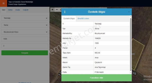 Tekirdağ Saray Büyükyoncalı’da İmarlı İfrazlı Müstakil Tek Tapu 2 Adet Arsa Toplam 1.800 M² Satılık