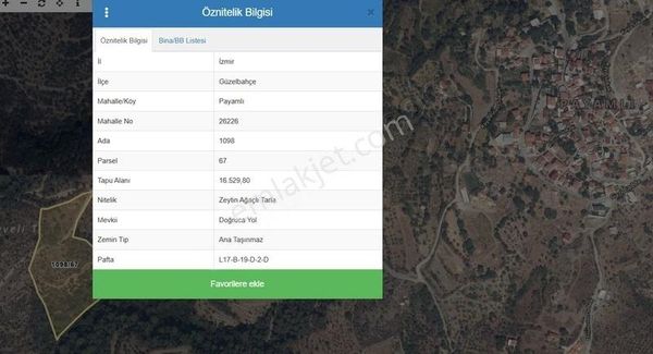 Güzelbahçe Payamlı'da 16 Dönüm Zeytin Ağaçlı Tarla