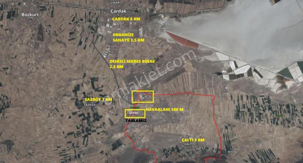 Çardak Havaalanına 500 M Mesafede 13.000 M2 Arazi