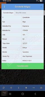 Çanakkale Biga Kaynarca Köyünde Satılık Bahçe
