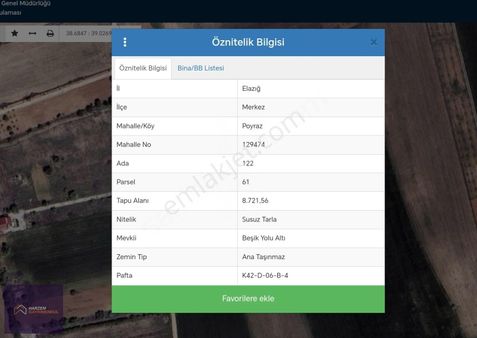 [hg] Poyraz Mükemmel Konumda 8721 M2 Bahçe !!!