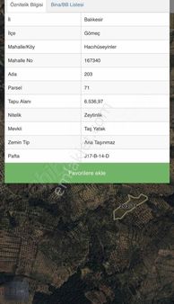 Gömeç Hacıhüseyinler Mah. 6.537 M2 Satılık Zeytinlik