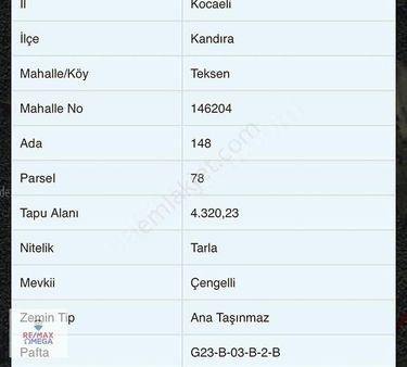 Kandıra Teksen'de Satılık Tarla