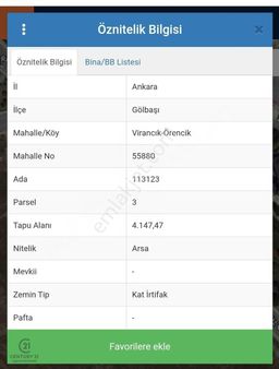 Gölbaşı Eymir Mahallesinde Satılık Konut