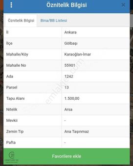 Gölbaşi Karaoğlan Mahallesinde Satılık Arsa