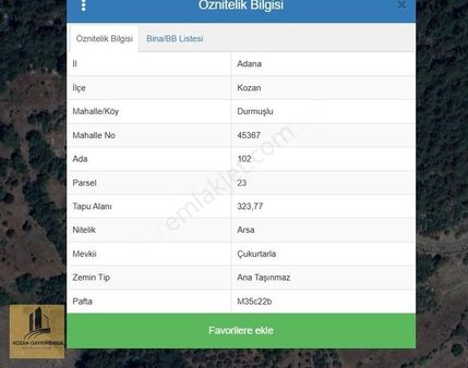 Kozan Gayrimenkulden Baraj Manzaralı 323 Arsa