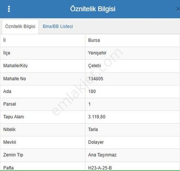 Yenişehir Organize Sanayıı Bölgesi'ne Komşu Satılık Tarla