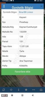 Kaynarda Resmi Yola Cepheli Tarla