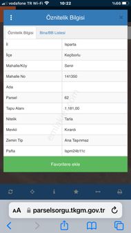 Isparta Keçiborlu Senir Kırardı Mevkisinde Satılık Kelepir Tarla