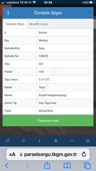 Burdur Merkez İlyas Köyü Koyakkeloğlu Mevkisinde Satılık Kelepir Tarla