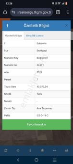 Seyitgazi Değişören Köyünde Müstakil Tapulu Satılık 40 Dönüm Tarla