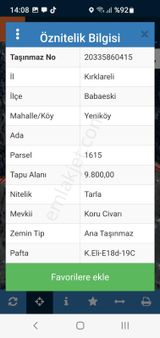 Kırklareli Babaeski Yeniköyde Satılık Tarla