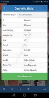 Kocaeli Dilovası Nda 262 . 58 M2 Tek Tapu Arsa
