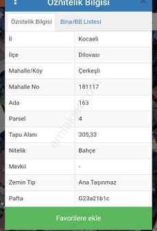 Kocaeli Dilovası Çerkeşli De 305 M² Arsa