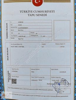 Agt'den Enez Gaziömerbey Mah.1.457m2 Satılık Arsa