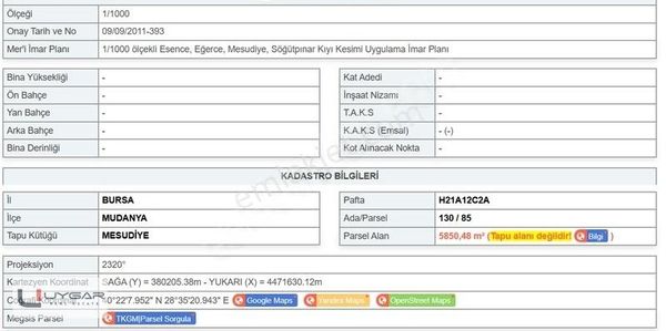 Uygar Gayrimenkul'den Mudanya Mesüdiye'de Kaçırılmayacak Fırsat!