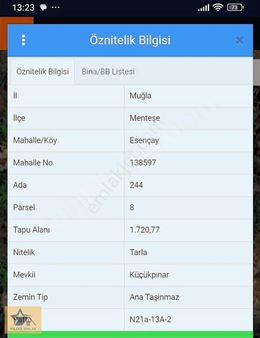 Muğla Menteşe / Esençay Satılık Tarla