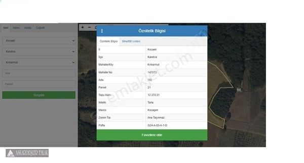Satılık Kırkarmut'ta Yola 220 Metre Mesafede 12370 M² Tarla