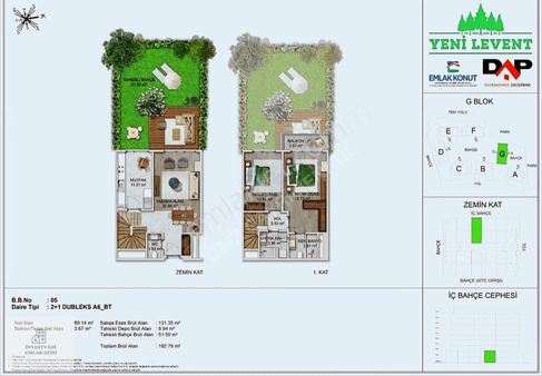 Dap Yeni Levent 'te Bahçe Katı Dubleks 2+1 Eşyalı Kiralık Daire