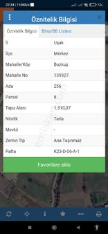 Bozkuş Köyünde  1.510 M2 Resmi Yolu Olan Satılık Tarla  