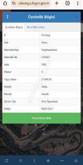 Antalya Aksu Yeşilkaraman'da Satılık Tarla