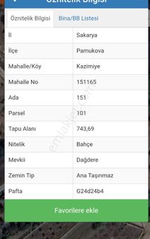 Sakarya Pamukovada Satılık Tarla