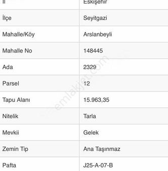 Seyitgazi'de Yola Sıfır Satılık Tarla