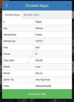 Niğde Merkez Fertek Mah 2adet Yan Yana Arsa