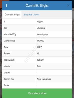 Niğde Ulukışla Kemalpaşa Mah. Satılık 2adet Arsa Yan Yana