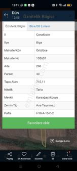 Çanakkale Biga Ortulucede Tarla