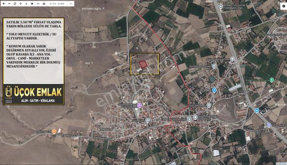 Afyon Üçok Emlaktan Sülün De Satılık 3.587m² Yatırımlık Tarla