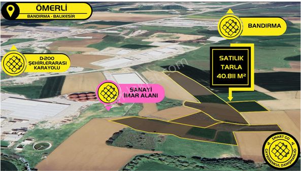 Ömerli'de Sanayi İmarlı Alanda 40.811 M² Satılık Tarla
