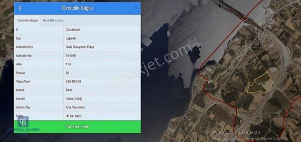 Çanakkale 1915 Köprü Yolu Gazi Süleyman Paşa Mah Kupon Arazi