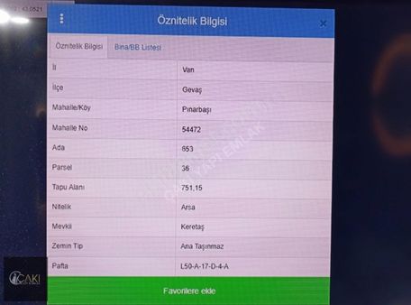 Çakı Yapı Emlaktan Gevaş'da Satılık 751 M² Arsa