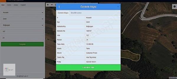 Invest Global'den İzmit Böğürgen'de Satılık 12.000m² Tarla