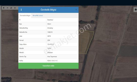 Silivri Ortaköy'de İmara Çok Yakın 2100m² Hisseli Tarla