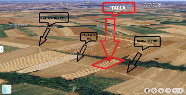 Tekirdağ Süleymanpaşa Karacakılavuz Mah. Kadastro Yol Cepheli Satılık 2.000 M2 Tarla