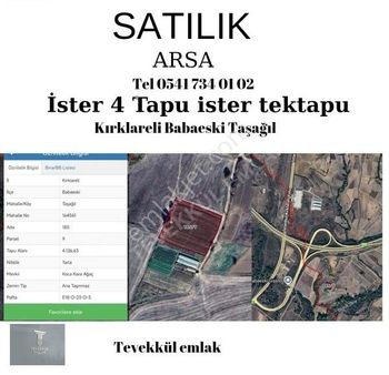 Kırklareli Babaeski Taşagılda Satılık Tektapu