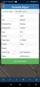 Uşak Bozkuş Ta Harika Konumda Resmi Yola Cephe 1.150m2