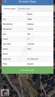 Bilecik Söğüt İlçe Merkezinde Satılık Arsa