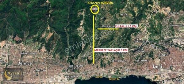 İzmit Kulfallı'da 12,874m² Yol,su Atyapısı Olan Satılık Arsa