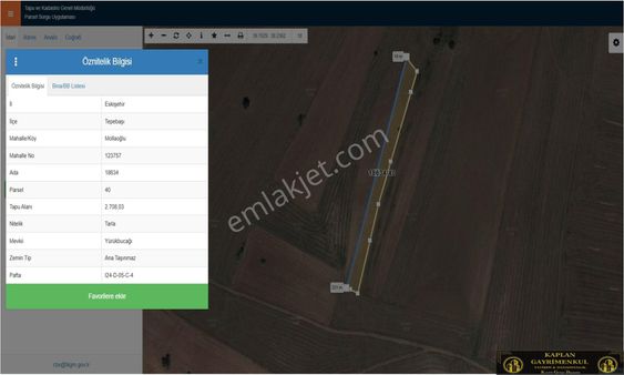 Kaplan Gayrimenkul’den Tepebaşı Mollaoğlu Mahallesinde 2700 M² Satılık Yatırımlık Tarla