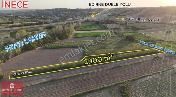 Kırklareli İnece'de Suya Yola Cephe Edirne Asfaltı Yanı 2.100 M²