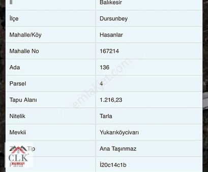 Balıkesir Dursunbey Hasanlar Mh Satılık Arsa
