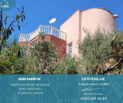 Didim Akbük'de Denize 200 Metre Deniz Manzaralı Bahçeli Yazlık