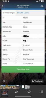 Seydikemer Yakaköy Mh.de Satılık 1140 M2 Müstakil Zeytinlik.